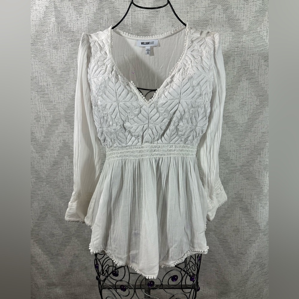 William Rast Clover white babydoll blouse size XS
